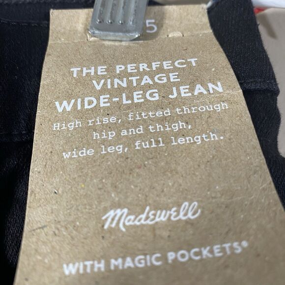 Madewell The Perfect Vintage Wide Leg Jean Women Size 25 X 30 Black Stretch Goth - Picture 5 of 16